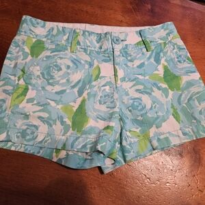 Lilly Pulitzer Blue and Green Floral Shorts